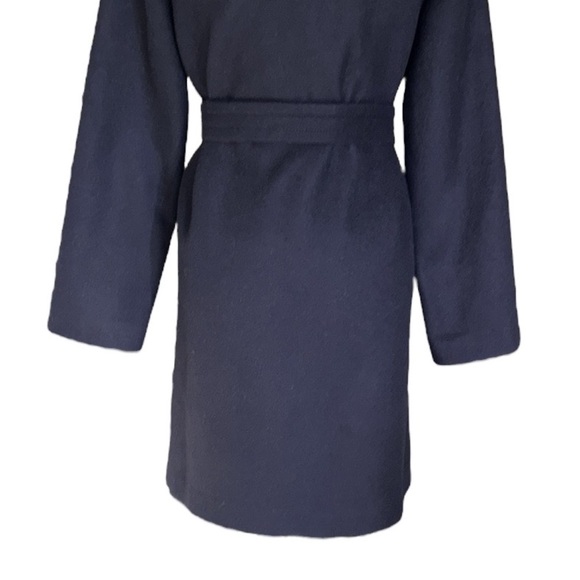 J. Crew Vintage Navy Blue Wool Cashmere Belted Longline Pea Coat Jacket - S - Picture 7 of 11